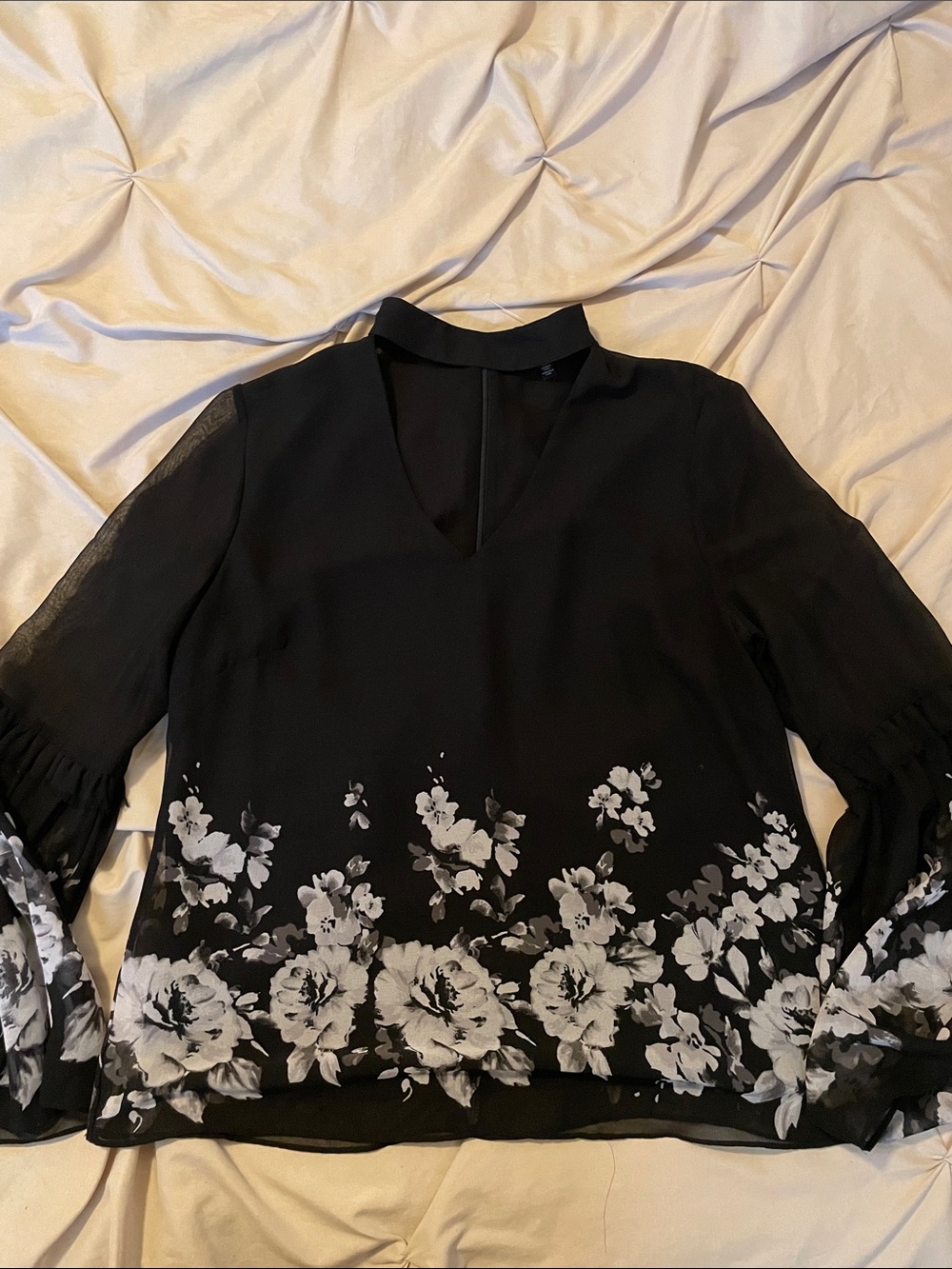 White House Black Market Blouse with Bell Sleeves